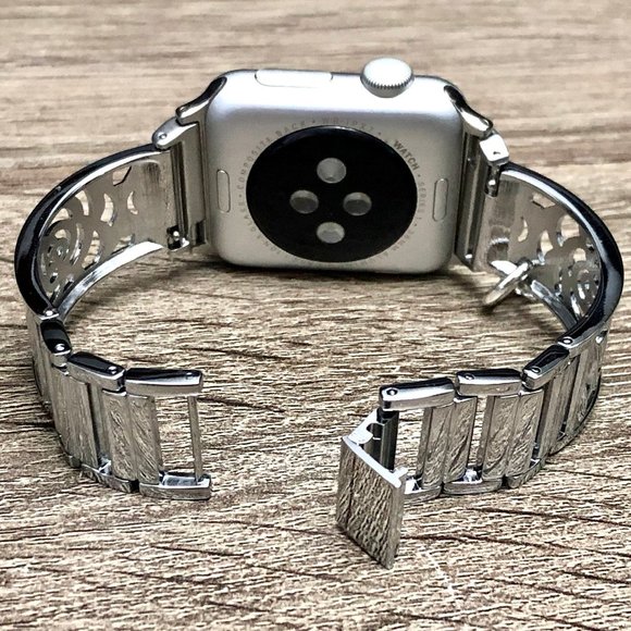 Women Apple Watch Band iWatch Bracelet Sterling Silver Heart Medallion Apple Wat